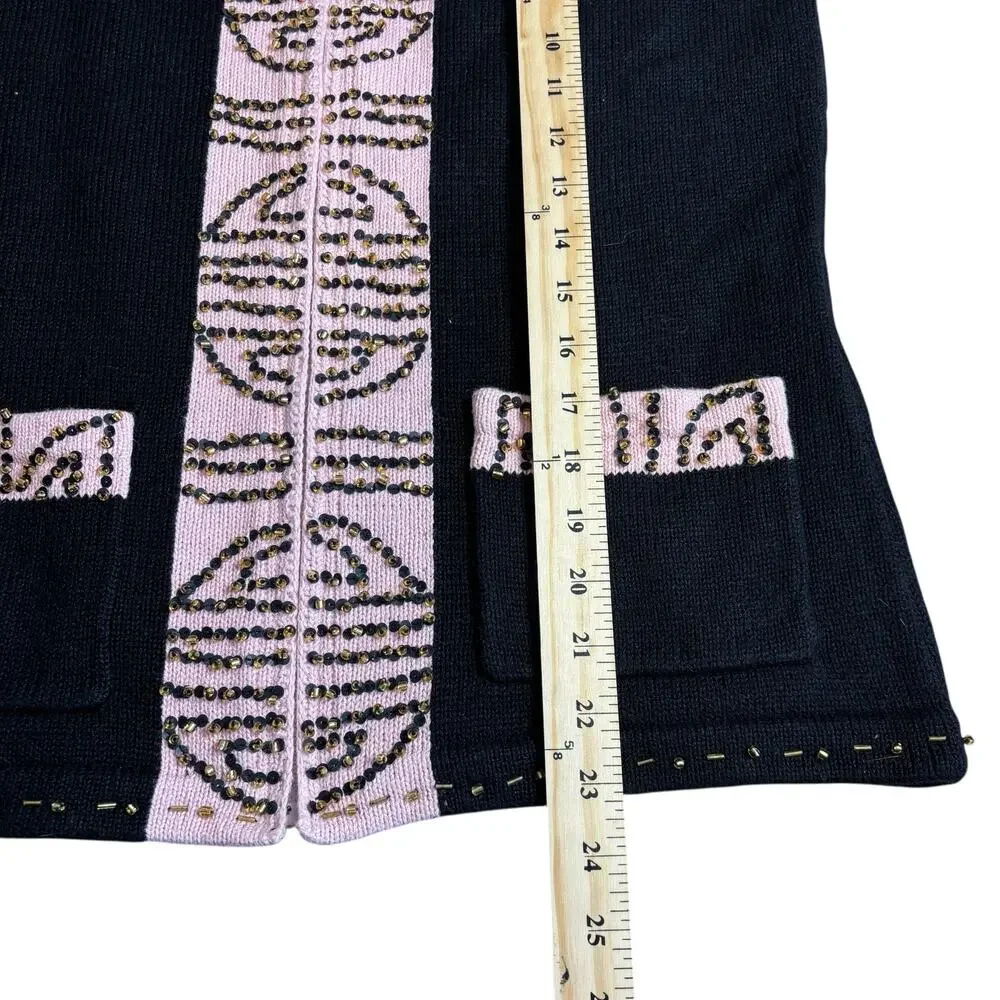 Storybook Knits Vintage Beaded Art Cardigan Jacket XS Cottagecore Boho Artwear - Picture 10 of 15